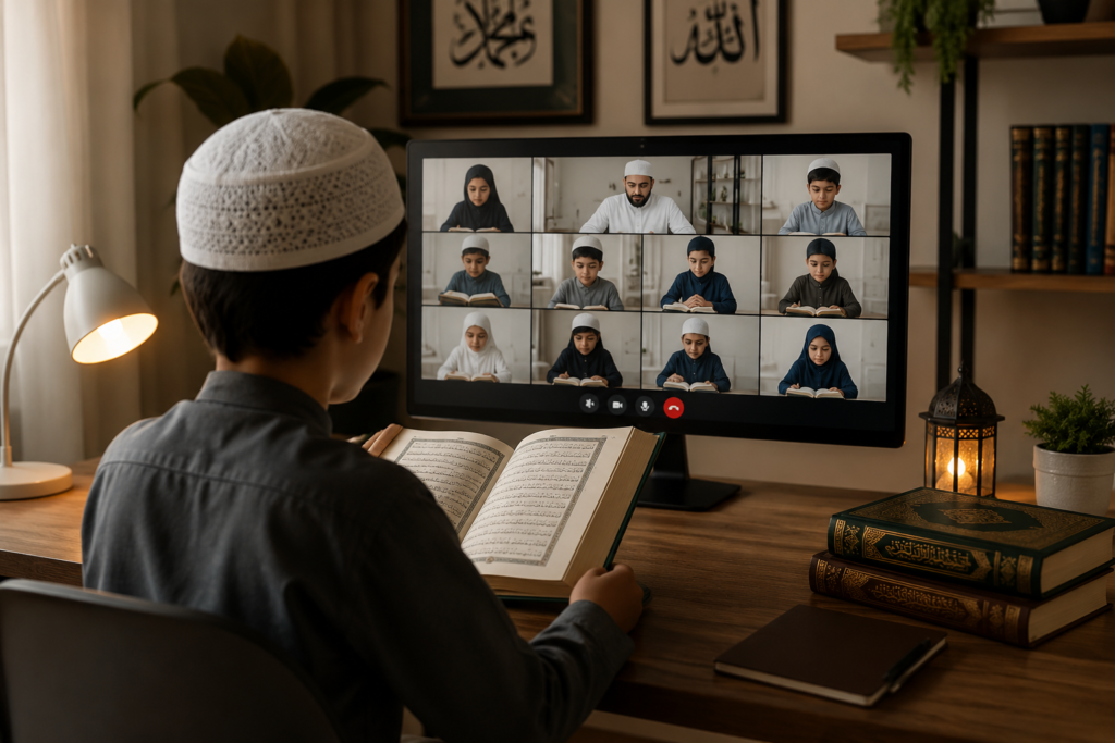 Student attending online Quran memorization classes to memorize Al Quran with a qualified Hifz teacher